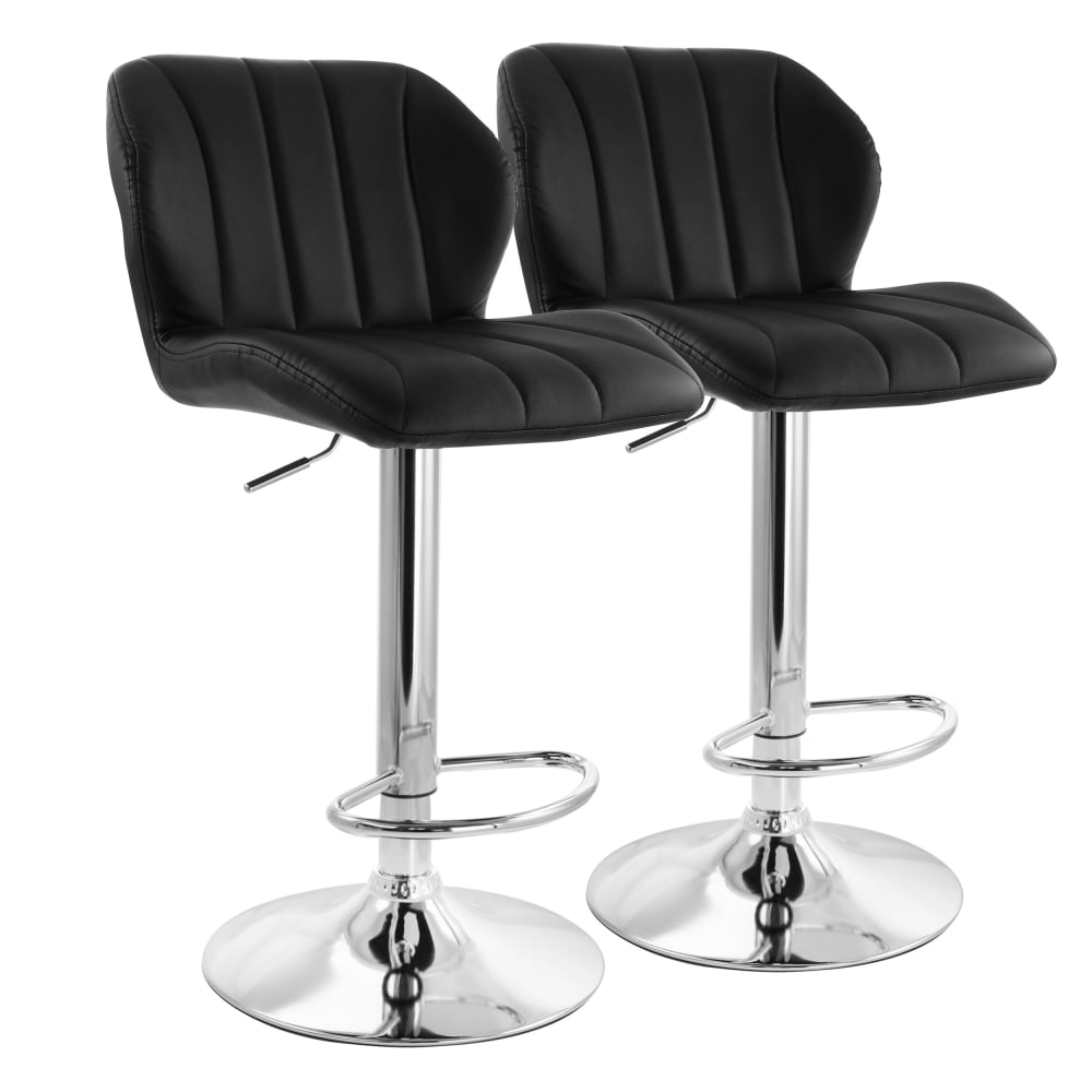 Elama Adjustable-Height Faux Leather Swivel Bar Stools, Black/Chrome, Set Of 2 Stools MPN:995116715M