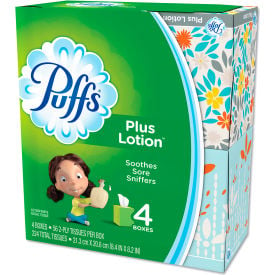 Puffs® Plus Lotion Facial Tissue 1-Ply White 56 Sheets/Box 24 Boxes/Case 34899