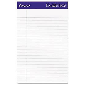 Evidence® Recycled Perf 5x8 Jr. Legal Rule Pads Margin White 50 Sheets Dozen AMP20154