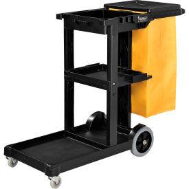 GoVets™ Janitor Cart Black with 25 Gallon Vinyl Bag 896261