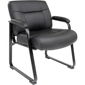 Interion® Big and Tall Waiting Room Chair - Bonded Leather - High Back - Black 530238