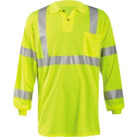 Occunomix LUX-LSPP3B-Y2X Birdseye Polo Wicking & Cooling Long Sleeve Class 3 Yellow 2XL LUX-LSPP3B-Y2X