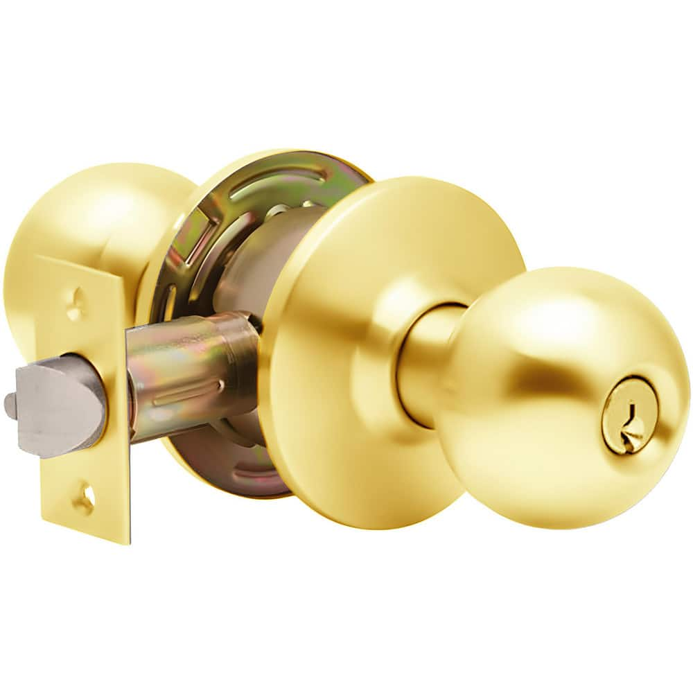 Knob Locksets, Type: Storeroom , Key Type: Keyed Different , Material: Metal , Finish/Coating: Bright Brass , Compatible Door Thickness: 1-3/8