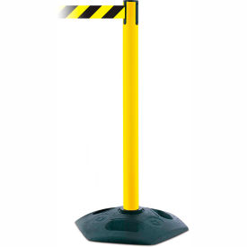 Tensabarrier® Heavy Duty Retractable Belt Barrier 7-1/2' Black/Yellow Belt 38'' Yellow Post 886-35-STD-NO-D4X-C