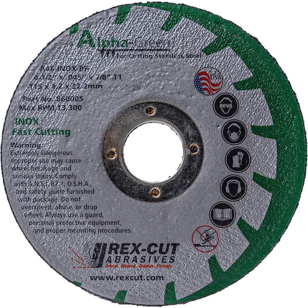 Cutoff Wheels, Wheel Diameter (Inch): 4 , Wheel Thickness (Inch): 0.04 , Hole Size (Inch): 3/8 , Abrasive Material: Aluminum Oxide , Reinforced: Reinforced  MPN:860012