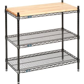 Nexel® 3 Shelf Black Epoxy Wire Shelving Display Unit Starter 48