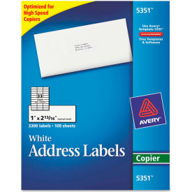 Avery® Self-Adhesive Address Labels for Copiers 1 x 2-13/16 White 3300/Box 5351