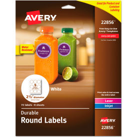 Avery® Durable White Round ID Labels 2-1/2