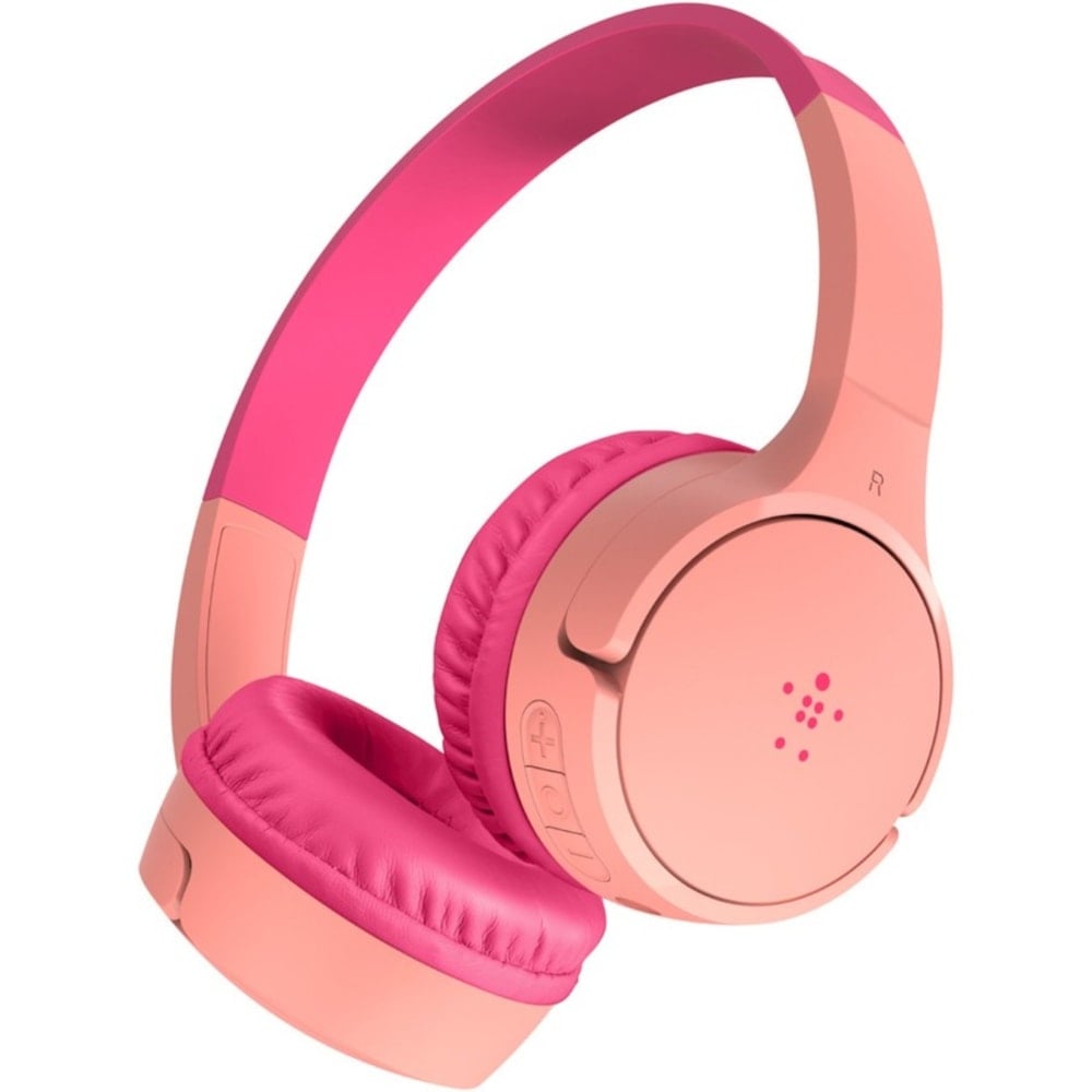 Belkin SoundForm Mini Wireless On-Ear Headphones for Kids - Stereo - Mini-phone (3.5mm) - Wired/Wireless - Bluetooth - 30 ft - On-ear, Over-the-head, Over-the-ear - Binaural - Ear-cup - 4 ft Cable - Pink (Min Order Qty 2) MPN:AUD002BTPK