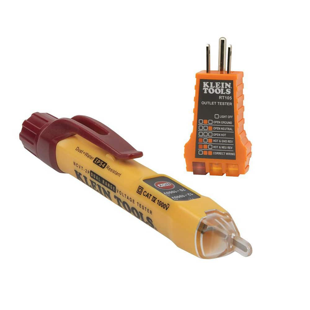 Circuit Continuity & Voltage Testers, Tester Type: Receptacle Tester, Non-Contact Voltage Tester , Minimum Voltage: 12 VAC , Maximum Voltage: 12 VDC  MPN:NCVT2PKIT