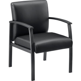 Interion® Synthetic Leather Reception Chair with Arms - Black 731695