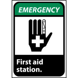 Emergency Sign 10x7 Rigid Plastic - First Aid Station EGA3R