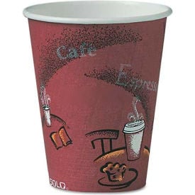 SOLO® Hot Drink Cups With Maroon Bistro Design 8 oz. 500 Per Package OF8BI-0041