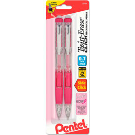 Pentel® Twist-Erase CLICK Mechanical Pencil 0.7 mm HB (#2.5) Black Lead Pink Barrel 2/Pack PD277TBP2C-BC