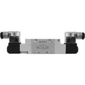 Aignep USA 3/2 1/2 NPT Double Solenoid Valve Pilot 24V DC/2W Coil LED Connection 01VS130005N0302