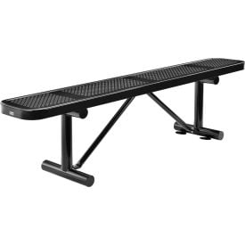 GoVets™ 6' Outdoor Steel Flat Bench Perforated Metal Black 075BK262