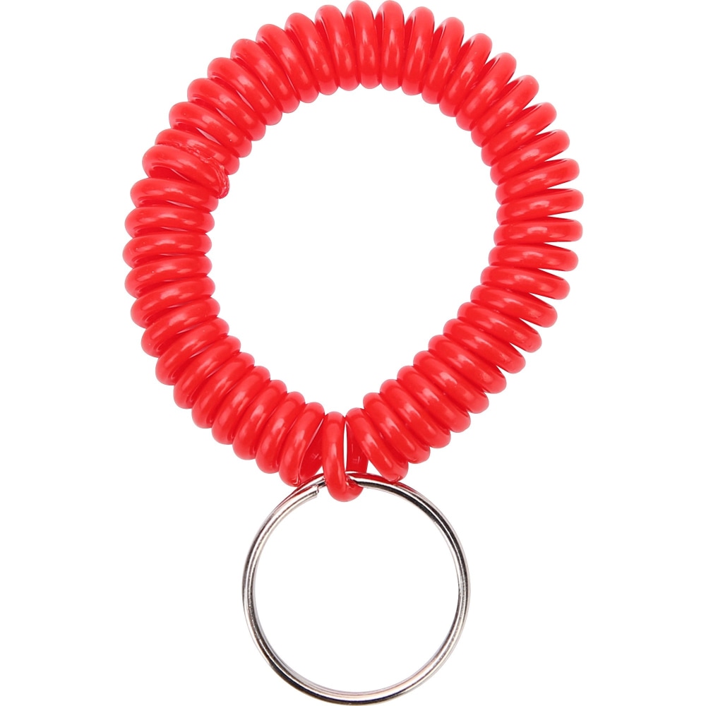 Sparco Split Ring Wrist Coil Key Holders - 2.1in x 2.1in x 2.4in - 6 / Pack - Red (Min Order Qty 10) MPN:02883