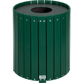 GoVets™ Recycled Plastic Round Trash Can With Liner 32 Gallon Green 323GN641