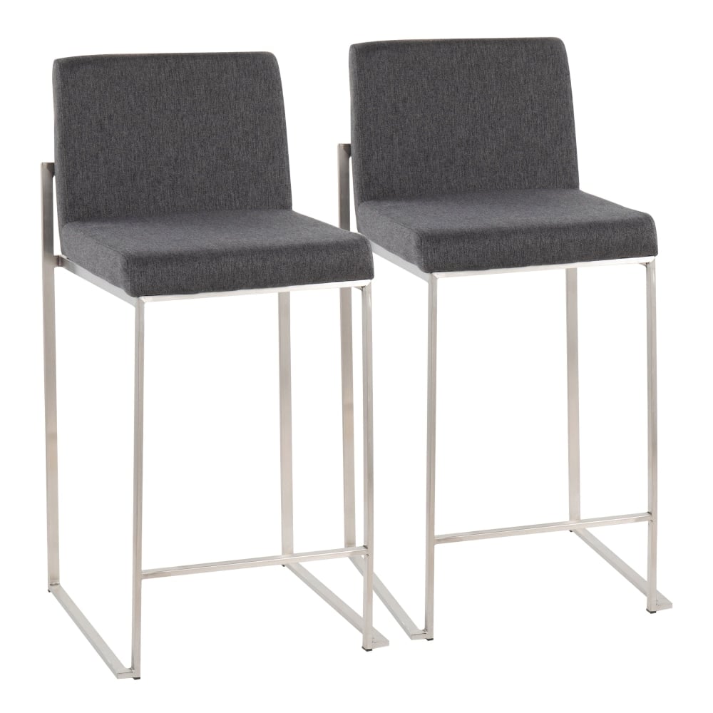 LumiSource Fuji Contemporary Counter Stools, Silver/Charcoal, Set Of 2 Stools MPN:B26-FUJIHB SSFCHAR2