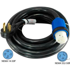 Conntek 14455-15 15' 50A 6/3 + 8/1 STW RV Detachable Power Cord with NEMA 14-50P to NEMA SS2-50R 14455-15