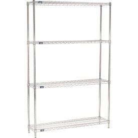 Nexel® 4 Shelf Chrome Wire Shelving Unit Starter 48