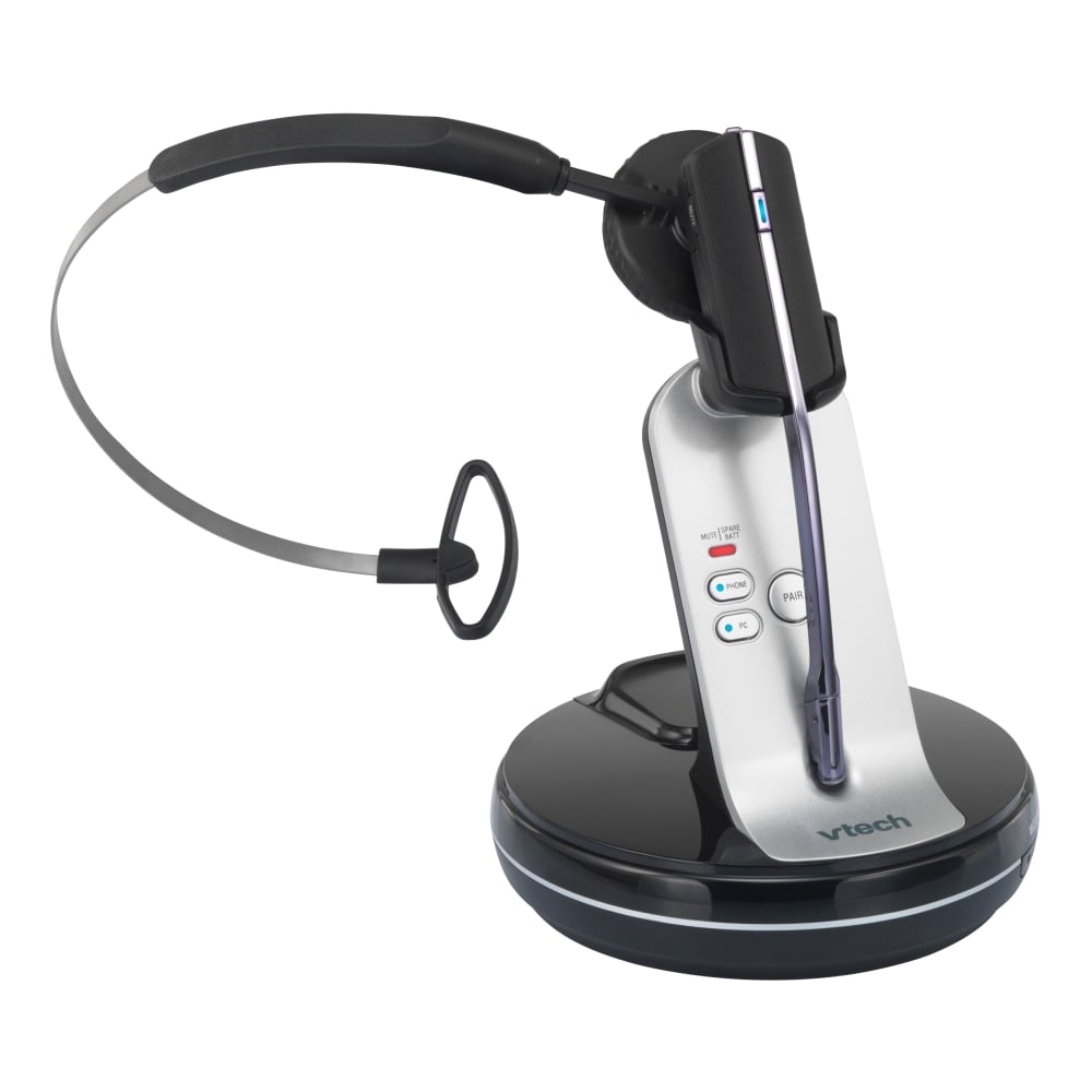 VTech VH6210 Convertible DECT Office Wireless Headset For Business Desktop Phones, Black/Silver MPN:VH6210