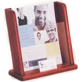 Wooden Mallet Countertop Literature Display with Business Card Pocket Mahogany LHT1MH