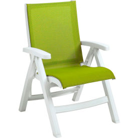 Grosfillex® Jamaica Beach Folding Chair Fern Green Sling w/ White Resin Frame - Pkg Qty 2 UT093004