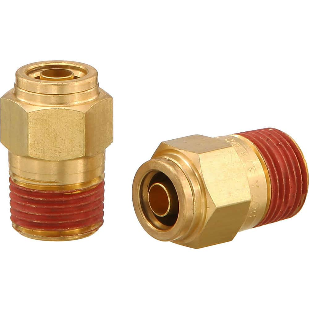 Metal Push-To-Connect Tube Fittings, Connection Type: Push-to-Connect x MNPT , Material: Brass , Tube Outside Diameter: 1/2 , Overall Length (mm): 31.10  MPN:PC68-DOT-86