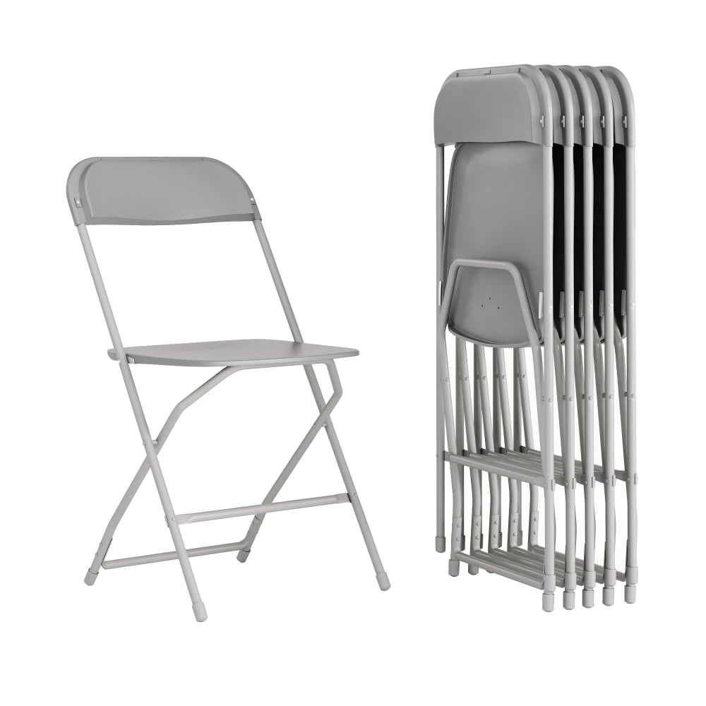 Flash Furniture Hercules Series Plastic Folding Chairs, Gray, Set Of 6 Chairs MPN:6LEL3GREY