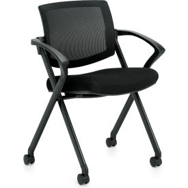 Offices To Go™ Mesh Back Flip Seat Nesting Chair - Black 11340BOTG