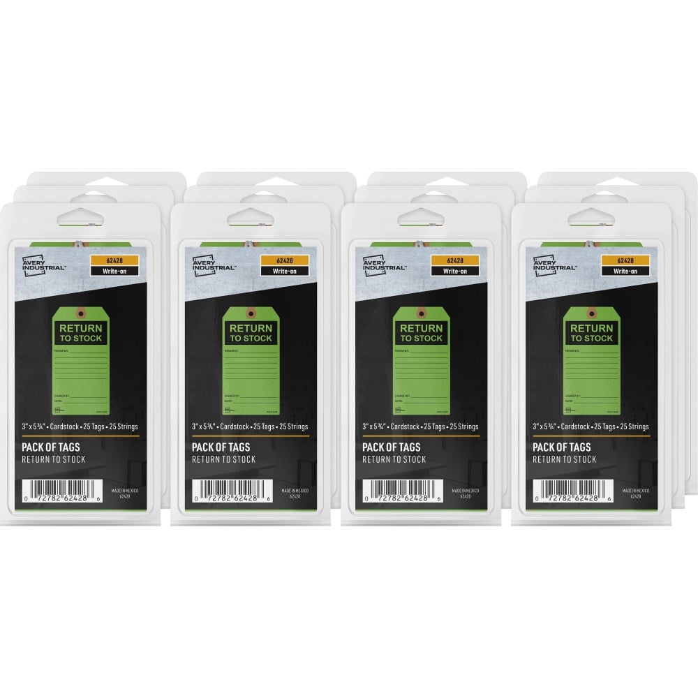 Avery RETURN TO STOCK Preprinted Inventory Tags - 5.75in Length x 3in Width - Rectangular - 12 / Carton - Card Stock - Green MPN:62428CT