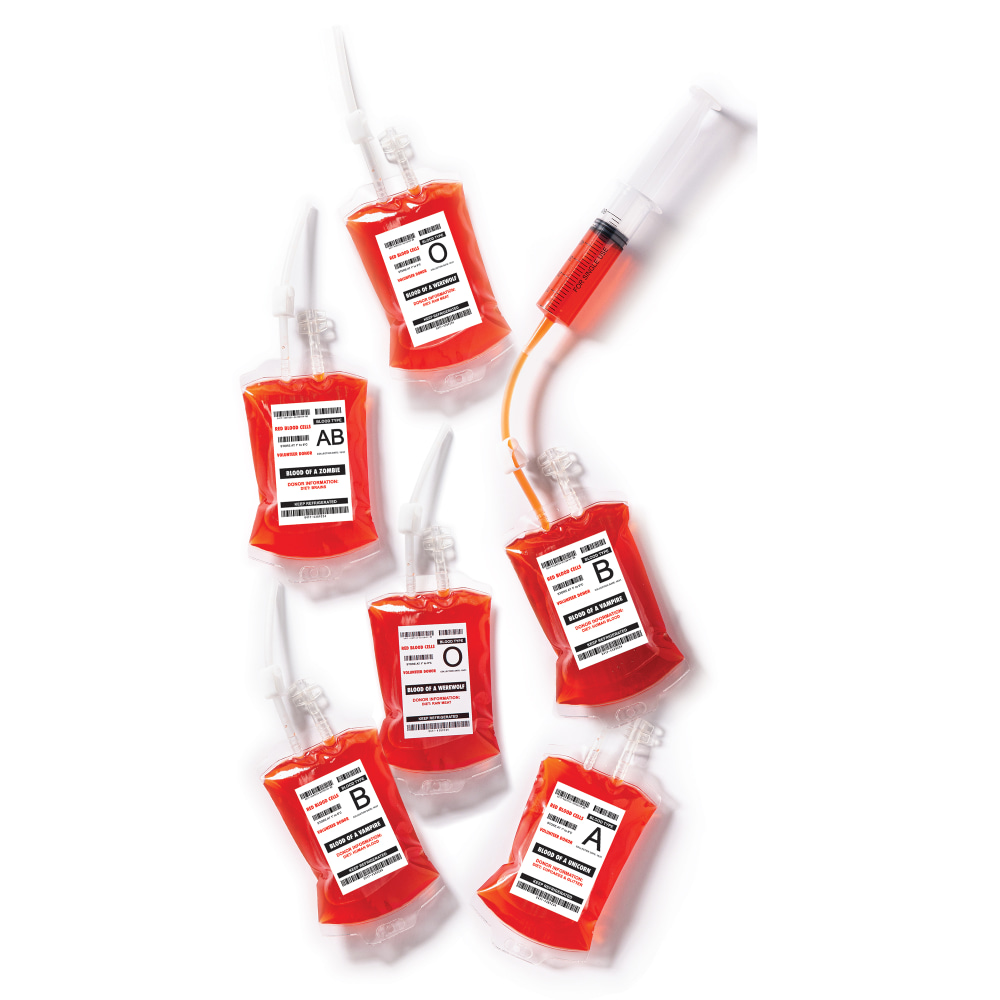 Amscan Halloween Blood Bag Drink Pouches, 12-1/2inH x 4inW, Pack Of 10 Pouches (Min Order Qty 4) MPN:350633