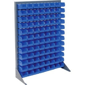 GoVets™ Singled Sided Louvered Bin Rack 35 x 15 x 50 - 96 Blue Premium Stacking Bins 156BL550