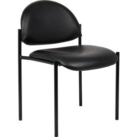 Boss Stacking Guest Chair - Vinyl - Low Back - Black B9505-CS