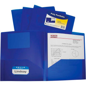 C-Line Products Two-Pocket Heavyweight Poly Portfolio Folder Blue 25 Folders/Set 33955-BX