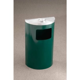 Glaro 6 Gal Half Round Ash/Urn Side Opening Waste Receptacle Satin Black/Satin Aluminum -1894-BK-SA 1894-BK-SA