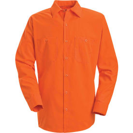 Red Kap® Enhanced Visibility Long Sleeve Work Shirt Fluorescent Orange Tall L SS14ORLNL