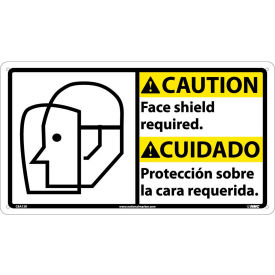 Bilingual Plastic Sign - Caution Face Shield Required CBA13R