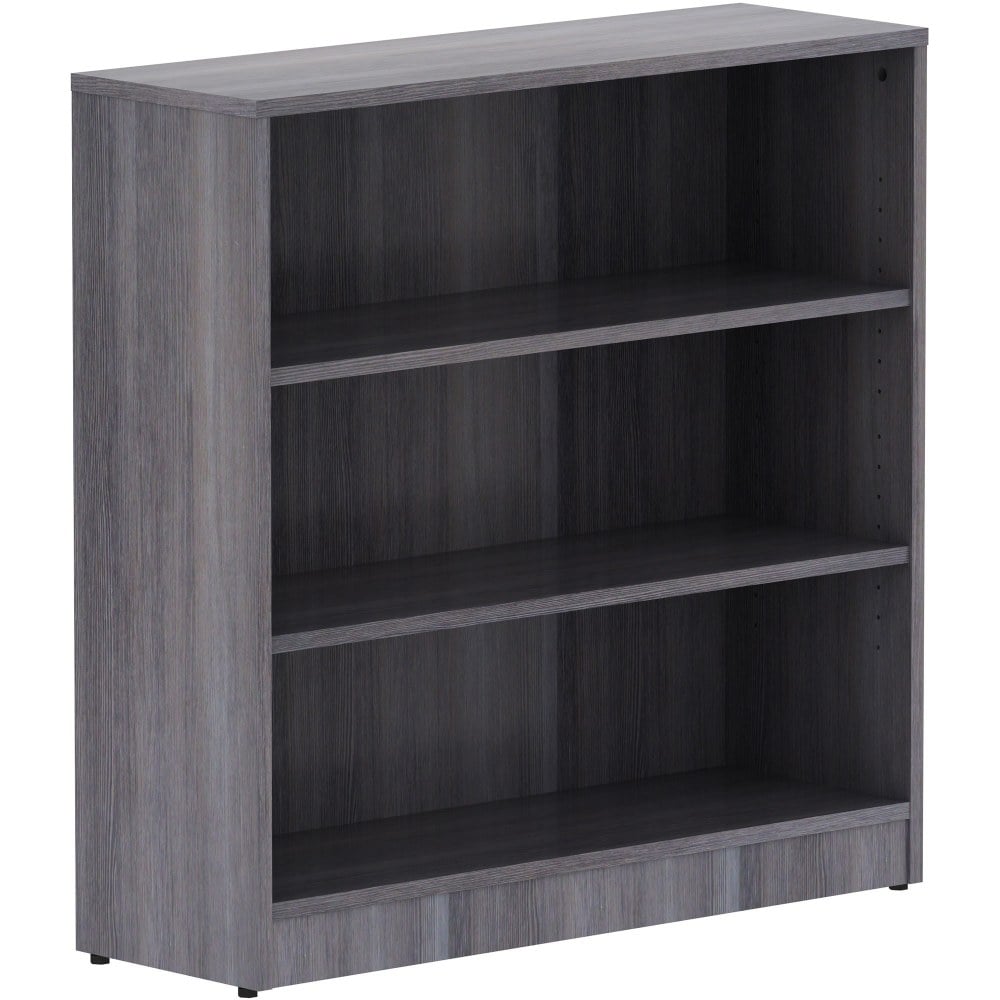 Lorell Laminate 3-Shelf Modular Shelving Bookcase, 36inH x 36inW x 12inD, Weathered Charcoal MPN:LLR69626