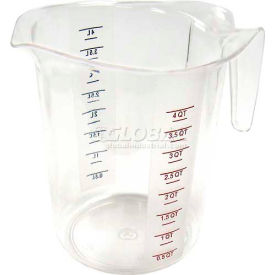 Winco PMCP-400 Measuring Cup W/ Red & Blue Markings 4 Qt Clear Plastic - Pkg Qty 6 PMCP-400