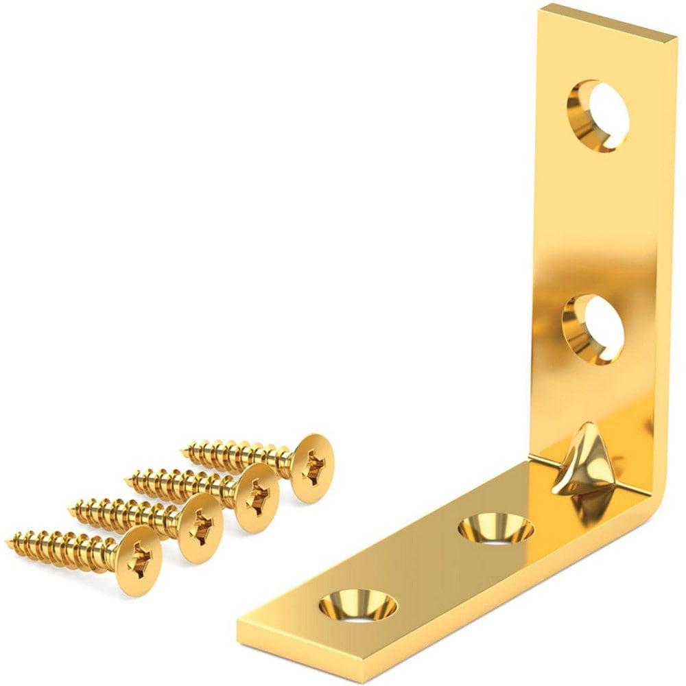 Braces, Brace Type: Corner Brace , Length (Inch): 2.00 , Material: Steel , Width (Inch): 1 , Finish/Coating: Brass  MPN:97B20R