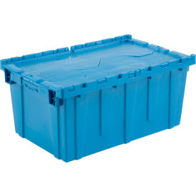 Attached Lid Shipping Container 27-3/16 x 16-5/8 x 12-1/2 Blue with Dolly Combo 814BLP257