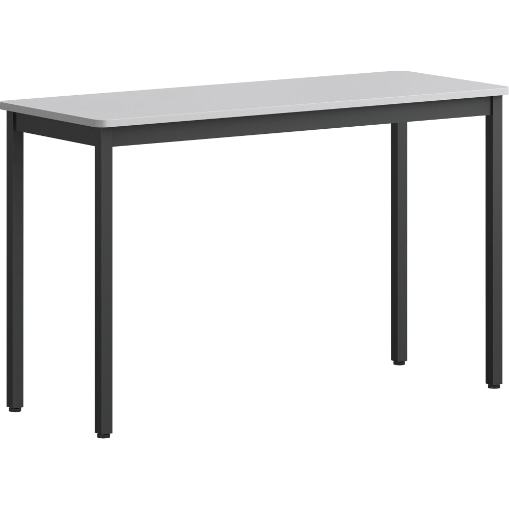 Lorell Melamine/Steel Utility Table, 30inH x 48inW x 18-1/8inD, Gray/Black MPN:LLR60753