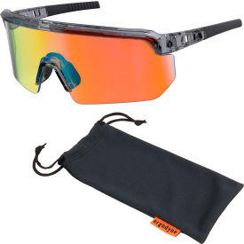 Ergodyne® Skullerz AEGIR-AFASM Half Frame Safety Glasses Orange Mirror Lens Clear Smoke Frame 55014