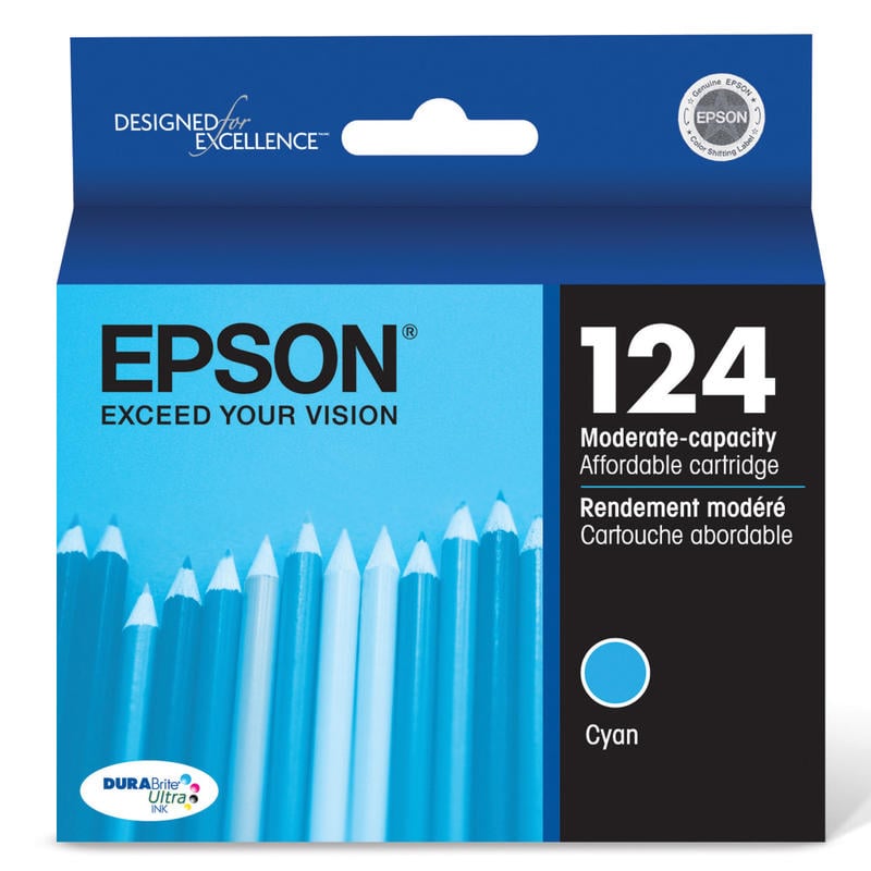 Epson 124 DuraBrite Ultra Cyan Ink Cartridge, T124220 (Min Order Qty 5) MPN:T124220-S