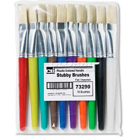 Charles Leonard 73290 Stubby Brush Set Natural Bristle Flat 10/Set 73290