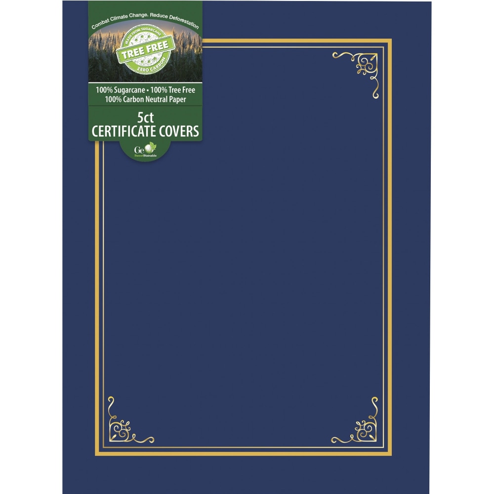 Geographics Letter Certificate Holder - 8 1/2in x 11in - Navy - 5 / Pack (Min Order Qty 11) MPN:49017