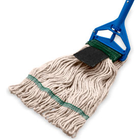 Carlisle® Looped End Mop w/ Scrubber & Green Band Medium Natural Pack of 12 - Pkg Qty 12 369418S00