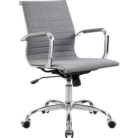 Interion® Conference Room Chair with Mid Back & Fixed Arms Fabric Gray 503FGY695